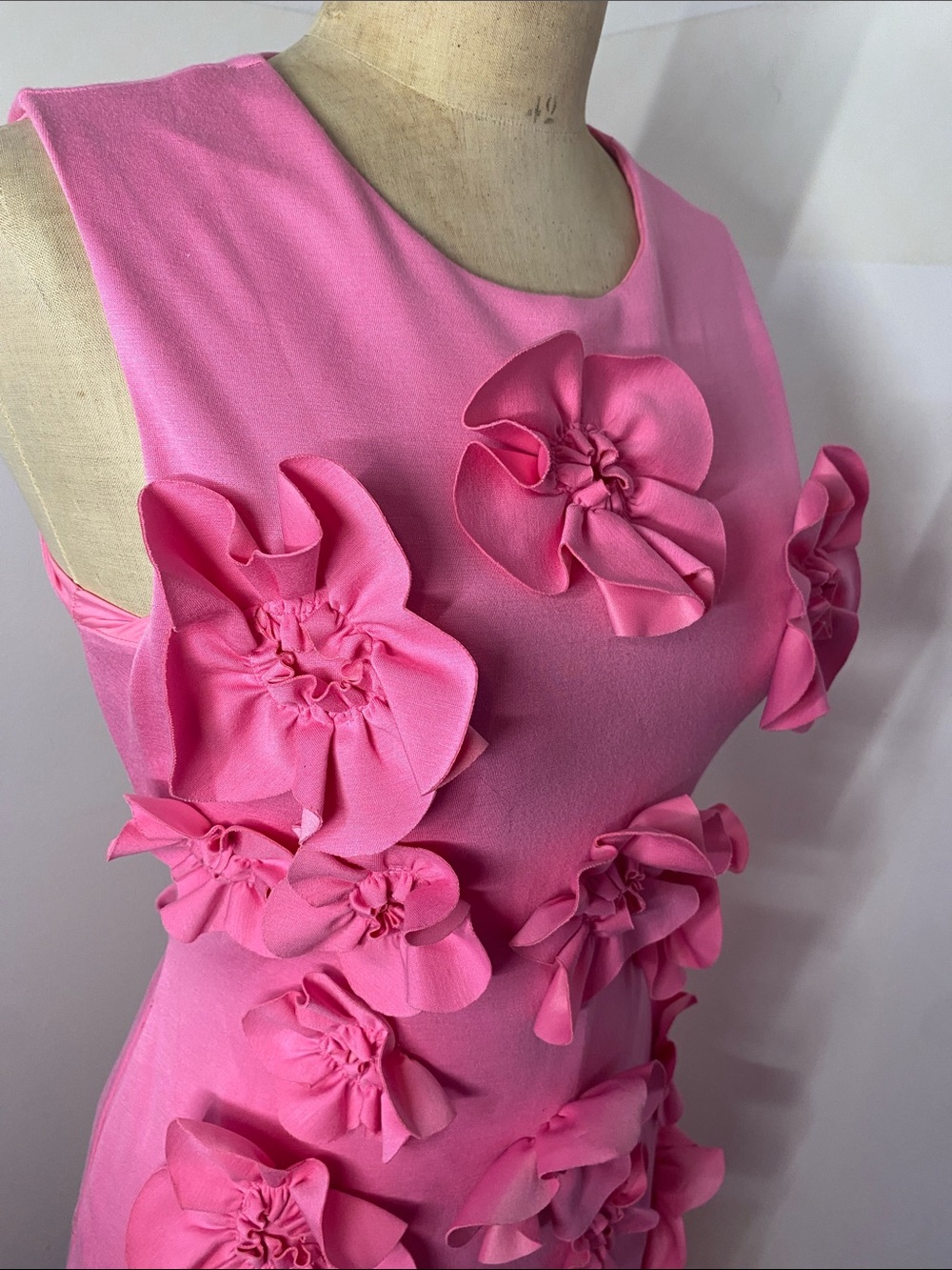 Boutique 3D Floral Appliqué Maxi Dress | Barbie Pink | Pockets | Tie Back | Medi - Picture 5 of 7